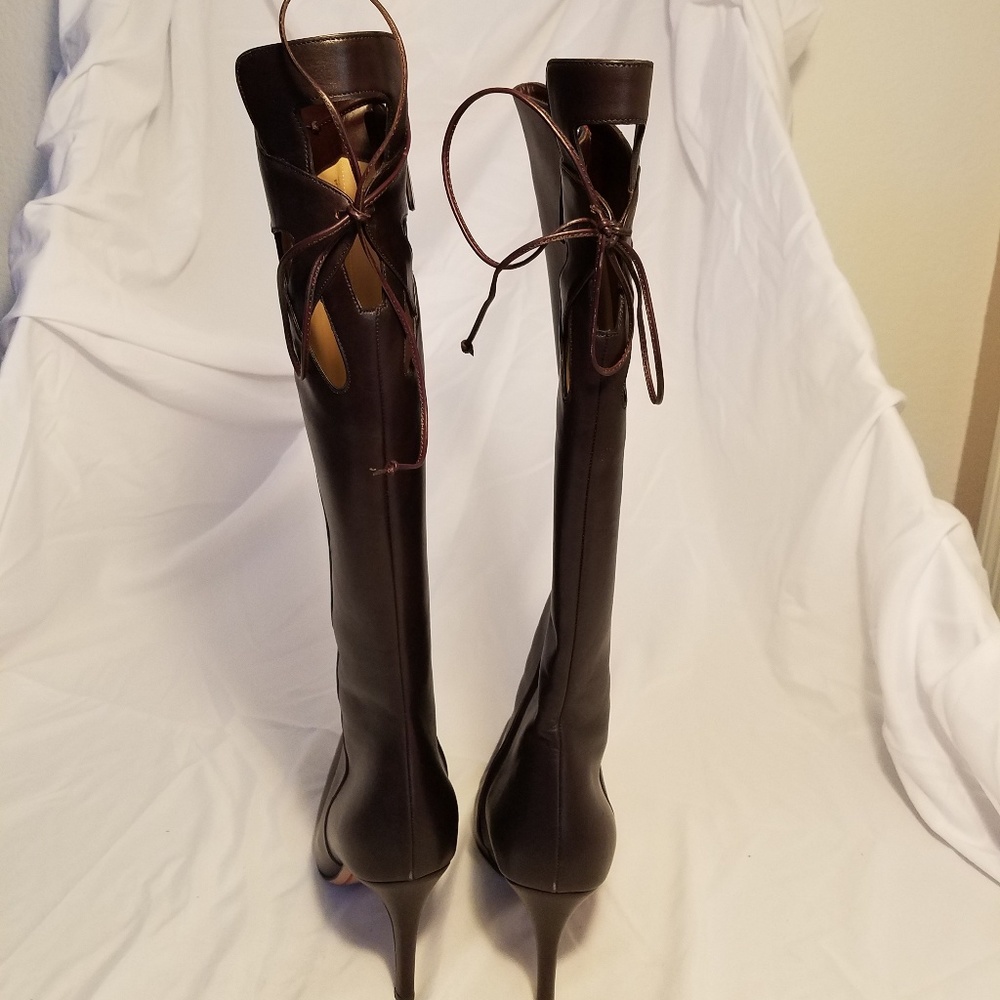 Valentino Brown Tie Back Tall Boot sz 38 - Picture 5 of 6